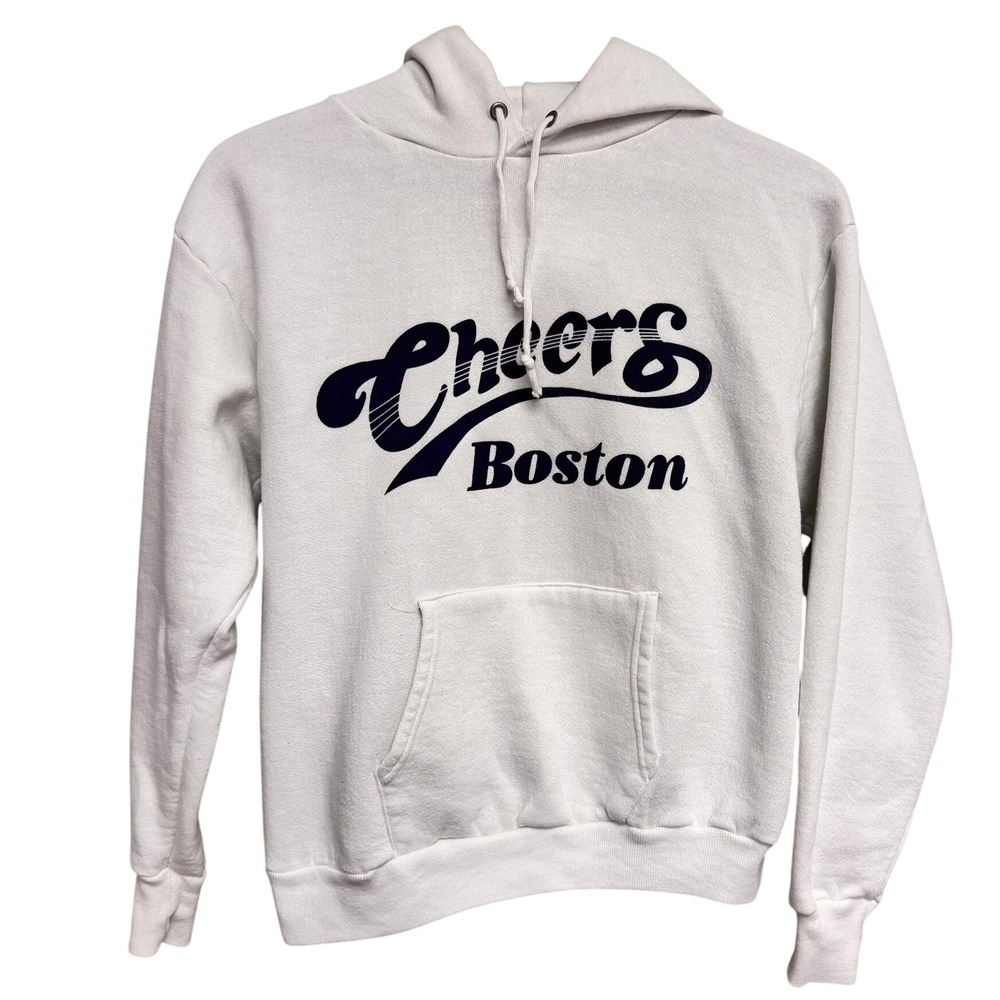 Vintage Cheers Logo Boston Logo Hoodie Hooded Pullover Boxy Sweatshirt Jerzees‎